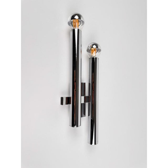 Mid-Century Italian Chrome Sconces attributed to Sciolari, 1970s, Set of 2 For Sale - Image 12 of 18