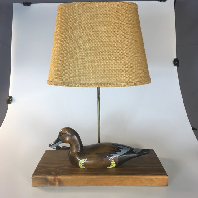 Wooden Duck Lamp & Burlap Shade Chairish