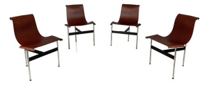 Italian Modern Leather T Chairs by Katavolos, Littell and Kelley for Icf, 1960s, Set of 4