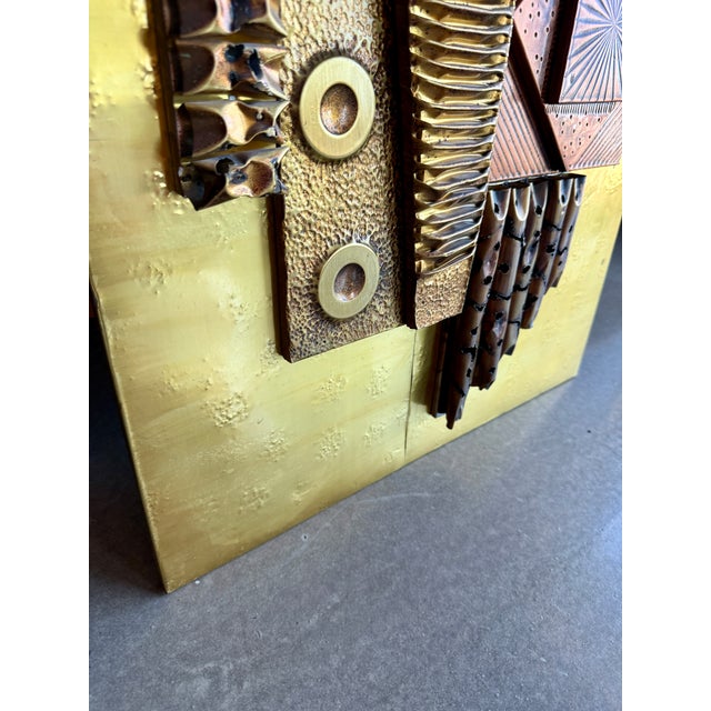 Vintage 1970s Stephen Chun Brutalist Mixed Metal Wall Sculpture Mid Century Modern For Sale - Image 16 of 18