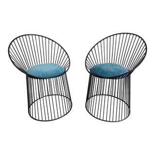 Platner Styled Metal Accent Chairs, a Pair For Sale
