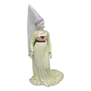Antique Carl Thieme Potschappel German Dresden Porcelain Medieval Lady Figurine For Sale