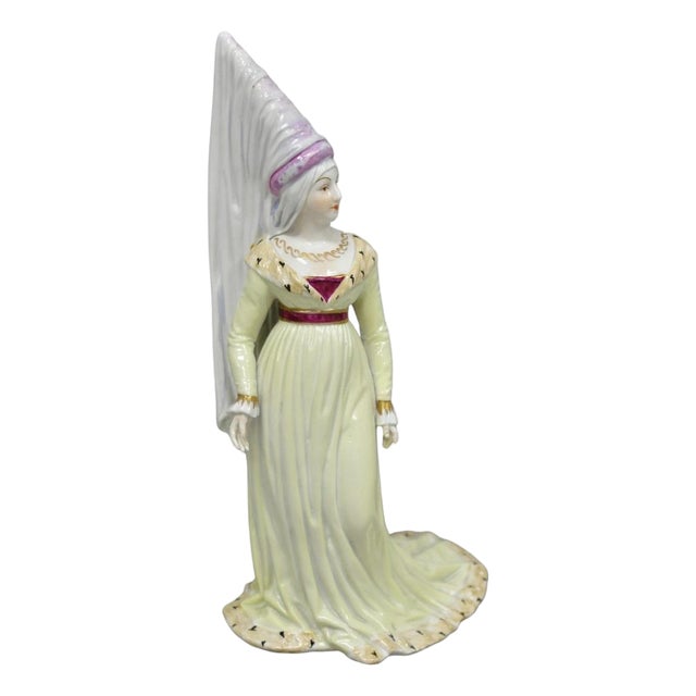 Antique Carl Thieme Potschappel German Dresden Porcelain Medieval Lady Figurine For Sale