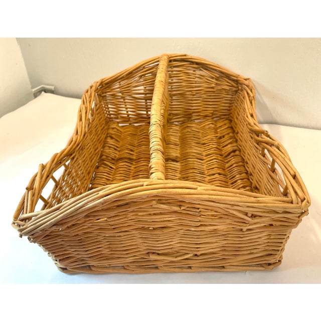 Vintage Divided Wicker Tray For Sale - Image 4 of 8