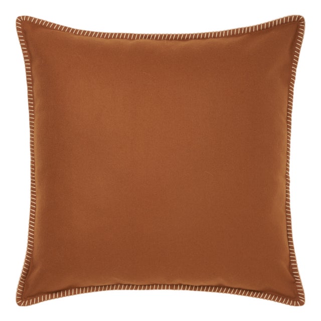 Wool Cushion with Saddle Stitch Edge by Villa Como For Sale