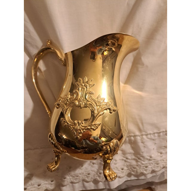 Mid-Century Gold-Plate Water Pitcher For Sale - Image 6 of 8