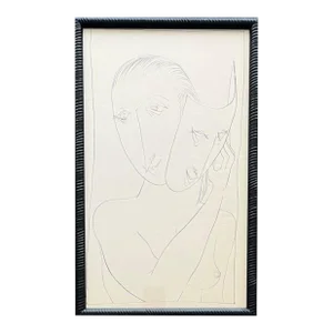 1950s "Mask" Mid Century Nude Ink Figure Drawing Nyc Artist