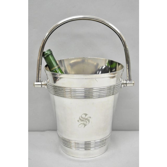 Antique International Wilcox English Regency Silver Plated Champagne Chiller Ice Bucket with "S" Monogram. Item features...