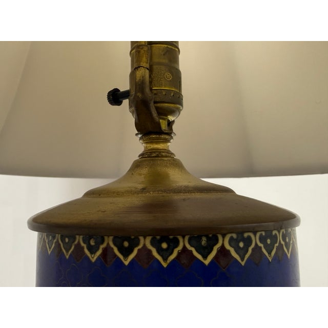 Blue Late 20th Century Chinese Cloisonné Style Phoenix and Peony Table Lamp For Sale - Image 8 of 14