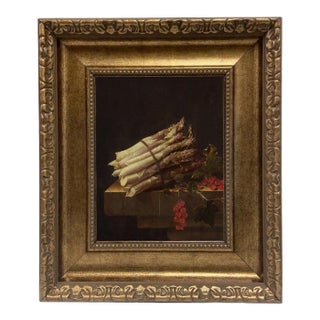 "Still Life with Asparagus and Red Currents" After Adriaen Coorte, Contemporary Reproduction Print on Canvas, Framed, 8 x 10 For Sale