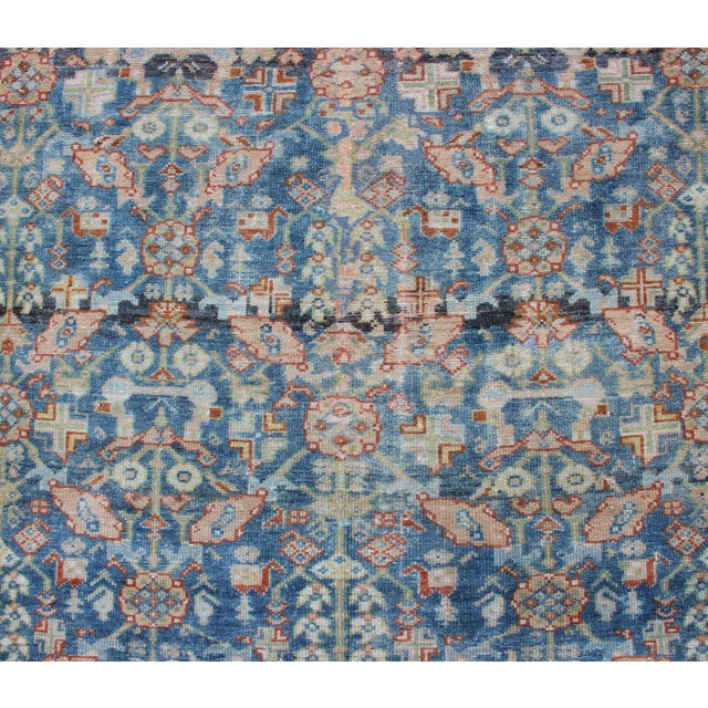 Early 20th Century Persian Antique Malayer Rug With All-Over Design in Various Blue, Ivory & Red 4'8 X 6'3 For Sale - Image 5 of 17