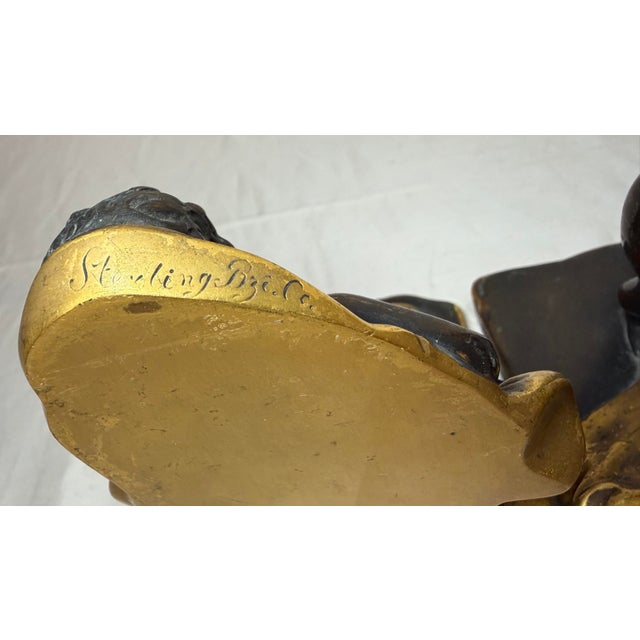 Pair of Antique 1800's Sterling Bronze Co Cherub Putti Ormolu Patinated Bookends For Sale - Image 13 of 17