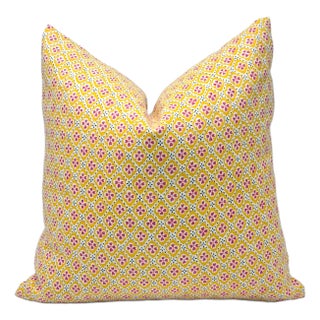 Anna Spiro Paniola Yellow, Pink and Navy Lanikai Pillow Cover For Sale