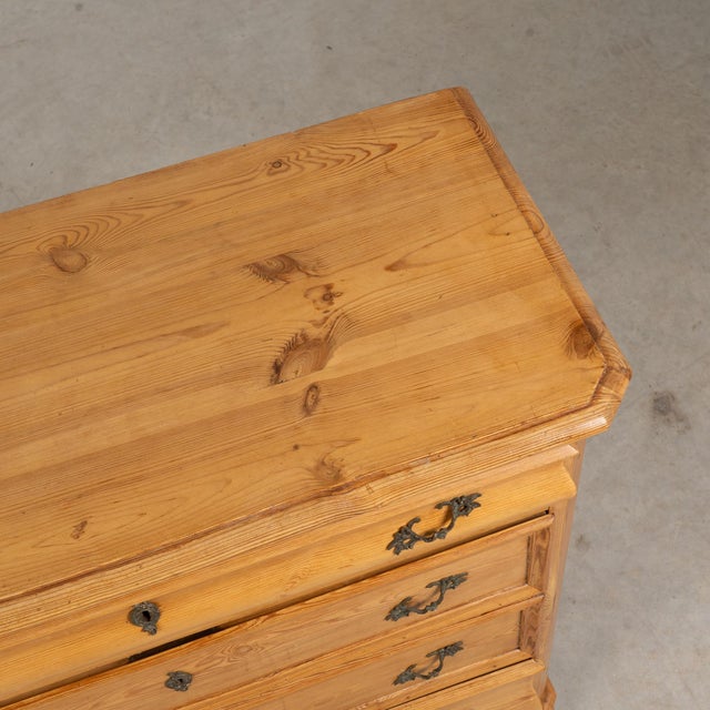 19th Century Danish Waxed Pine Chest of Four Drawers For Sale - Image 6 of 14