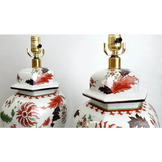 Metal Lamp Pair Large French Ginger Jars For Sale - Image 7 of 14
