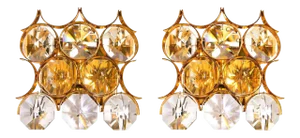 Wall Sconces in Crystal Glass & Gilt Brass from Palwa, 1960s, Germany, Set of 2