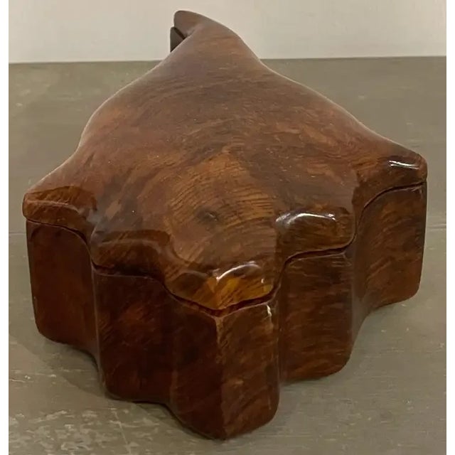 French Modern Specimen Hardwood Carved Conch Shell Motif Box | Chairish