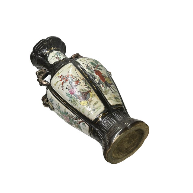 Chinese Vintage 8 Immortals Theme HandPainted Porcelain Flower Vase For Sale - Image 12 of 15