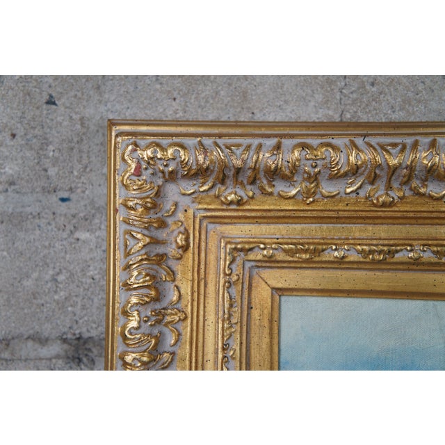 Mid 20th Century Vintage Impressionist Style Water Lily Pad Landscape Painting Oil on Canvas, Framed For Sale - Image 9 of 12