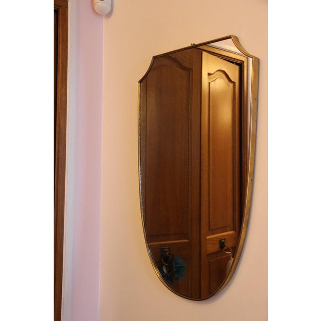 Metal Brass Wall Mirror in the style of Gio Ponti, 1950s For Sale - Image 7 of 18
