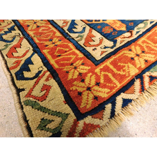 Antique Caucasian rug. Wool pile on wool foundation. Herbal dyes. 3'6"x 5'5"