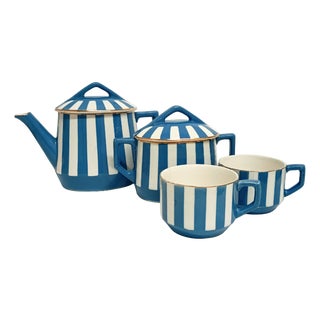 Fox Trott Tea Service by Sarreguemines, France, 1930s, Set of 6 For Sale