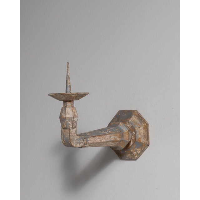 19th Century France Antique White Wood Candlestick For Sale - Image 10 of 15