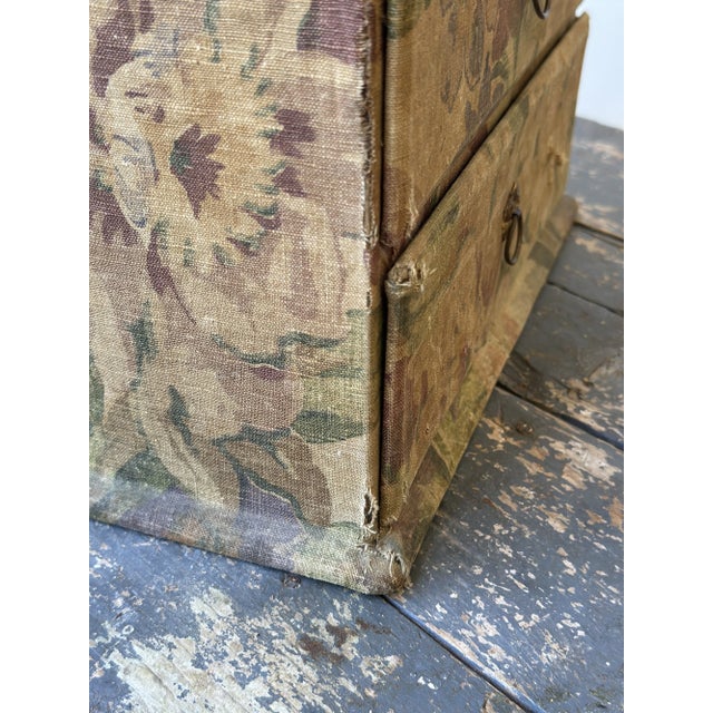 Antique Floral-Printed Fabric Covered Tabletop Haberdashery Cabinet, Circa Early 20th Century For Sale - Image 14 of 17