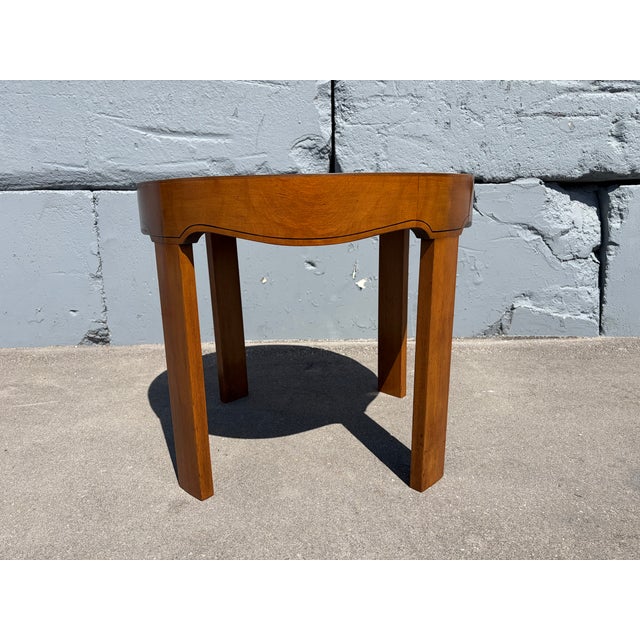 Art Deco 1940s Round Wood Side Table For Sale - Image 3 of 14