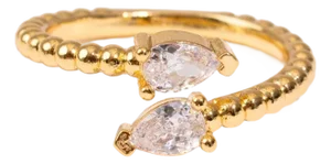 Diamond Teardrop Glow Gold Adjustable Ring, Size 8