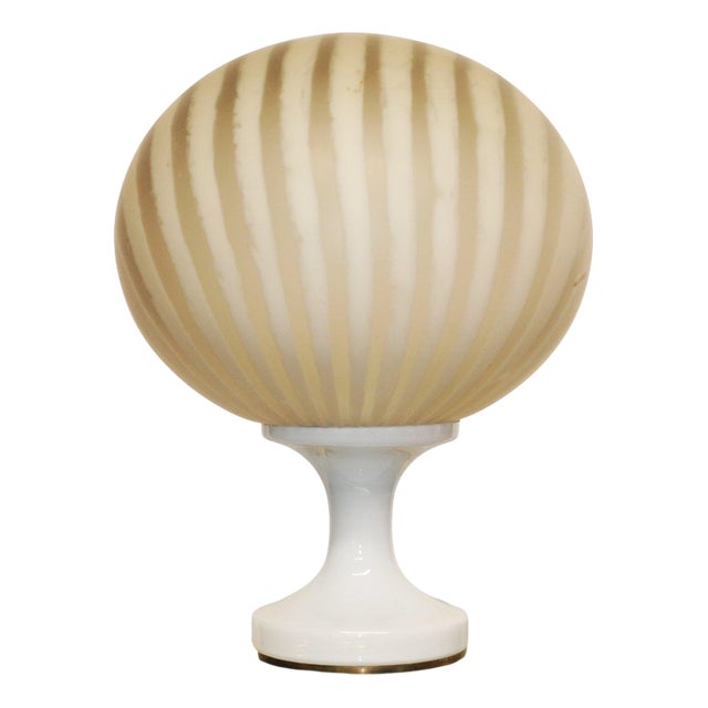White and Beige Swirl Murano Glass Globe Table Lamp For Sale
