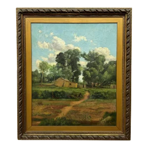 Style of J. Kleitsch (1882-1931) Landscape of Dirt Road Leaping to Barn House, Painting