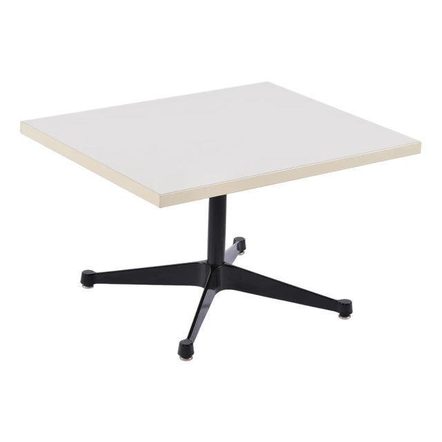 Vintage Charles Eames for Herman Miller Rectangular White and Black Side Table For Sale