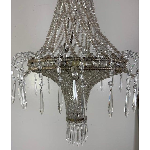 Early 20th Century Empire-Style Crystal Beaded Chandelier For Sale - Image 9 of 13