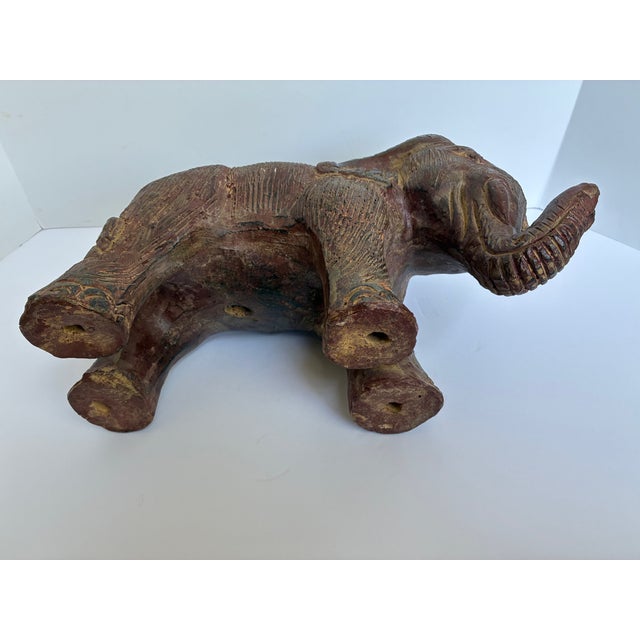 Vintage Terracotta Asian Elephant Decorative Statue | Garden Statuary For Sale - Image 10 of 12