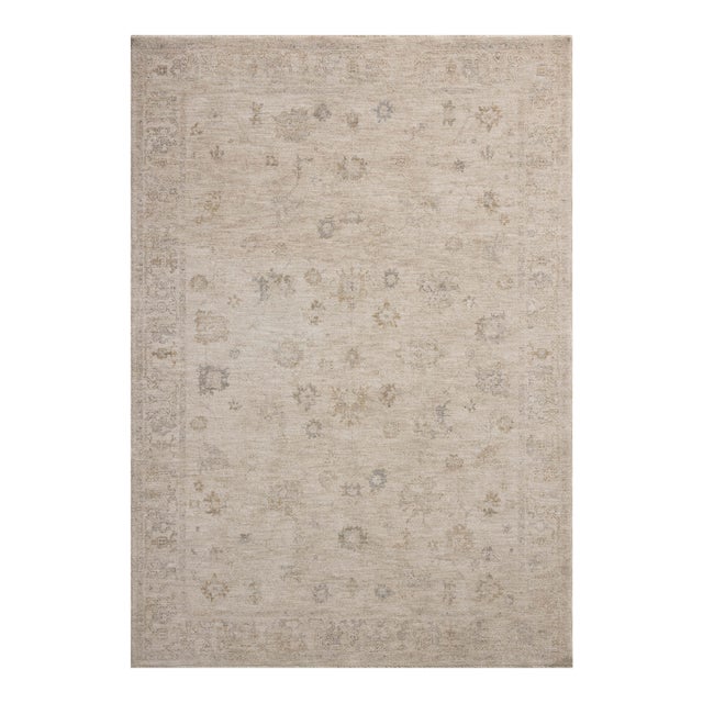Chris Loves Julia x Loloi Louisa Oatmeal / Stone 18" x 18" Sample Rug For Sale