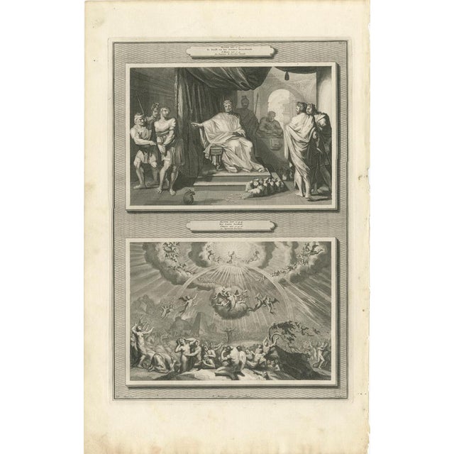 Mortier, Dutch Baroque Passion of Christ Double Scenes, Engravings, 1700, Framed, Set of 3 For Sale - Image 4 of 10