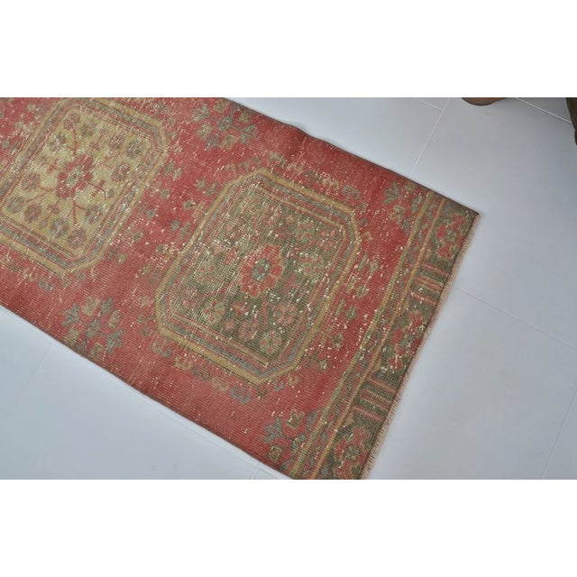 Turkish Vintage Turkish Rug, Japandi Style Red Runner For Sale - Image 3 of 10
