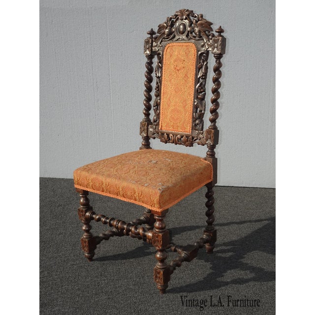 Antique Spanish Style Ornately Carved Barley Twist Accent Chair Chairish