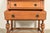 Brown Antique English Art Deco Carved Oak Drop Front Secretary Desk With Leaded Glass Bookcase Hutch For Sale - Image 8 of 17
