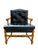 Vintage Barnard & Simonds Black Leather Armchair | 1960s American Traditional | Button-Tufted Leather & Bobbin-Turned Wood...