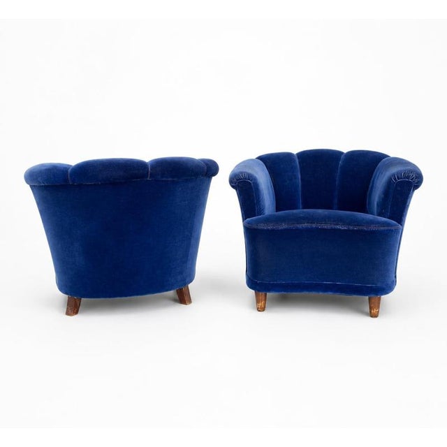 Swedish Modern Clam Lounge Chairs, 1940s, Set of 2 For Sale - Image 3 of 8