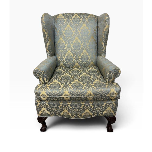 Antique Chippendale Mahogany Ball & Claw Upholstered Arm Chairs - Set of 2 For Sale - Image 4 of 7