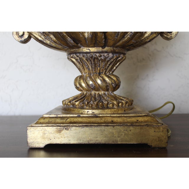 Antique Italian Neoclassical Giltwood Urn Table Lamp - 32” For Sale In Naples, FL - Image 6 of 8