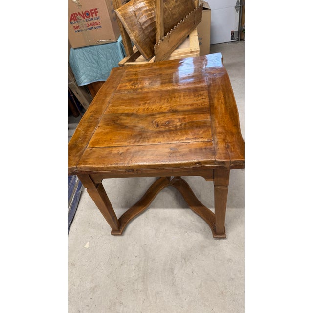 The perfect Breakfast or Computer Table. Rounded corners, delicately carved legs with soft details. At some point rough...