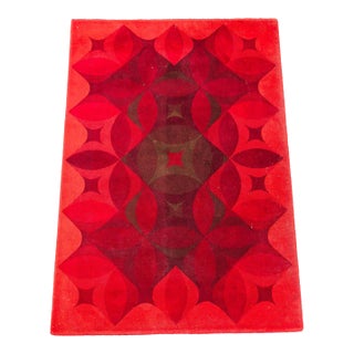 Vintage Danish Tapestry With Bold Red and Pink Geometric Design - Rug & Kilim For Sale