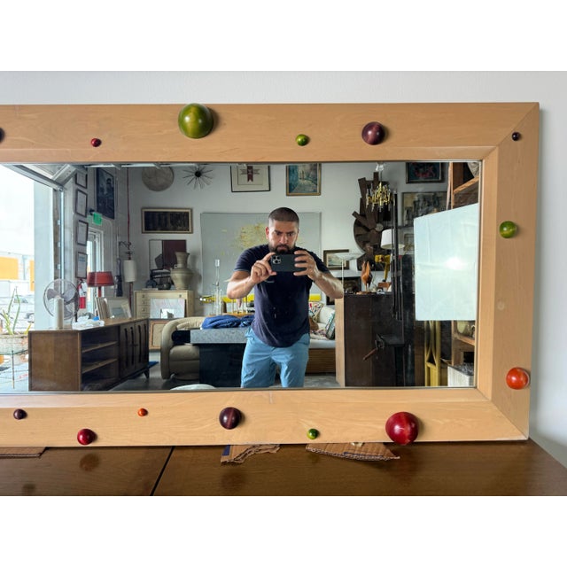 Oversize - 1980's Postmodern Handmade Artistic Wall or Floor Mirror For Sale In Miami - Image 6 of 12