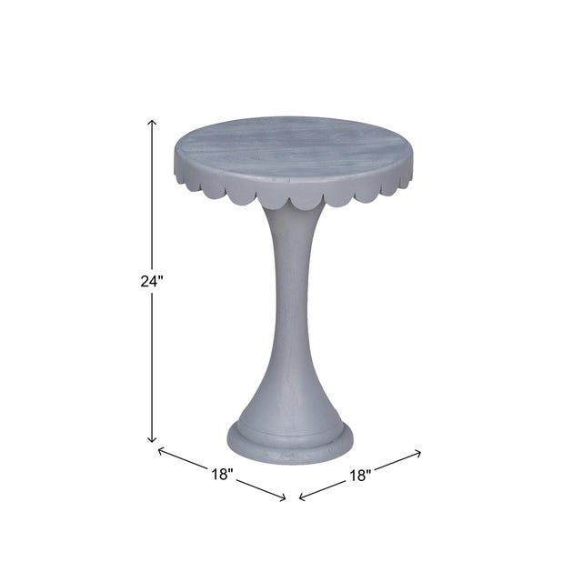 Wood Scalloped Lt. Blue Drinks Table For Sale - Image 7 of 7