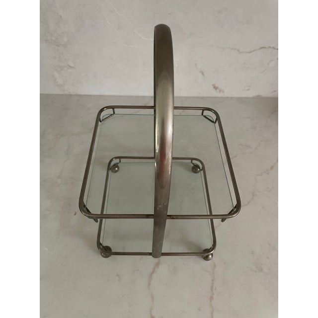 Art Deco Glass and Chrome Pastries Server For Sale - Image 4 of 7