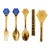 1970s 976 A. Michelsen Gilt Sterling Silver and Guilloché Enamel Christmas Spoon & Fork by Gudmund Olsen - Set of 2 For Sale